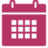 Icon of a red calendar with white squares for days and two tabs on top.